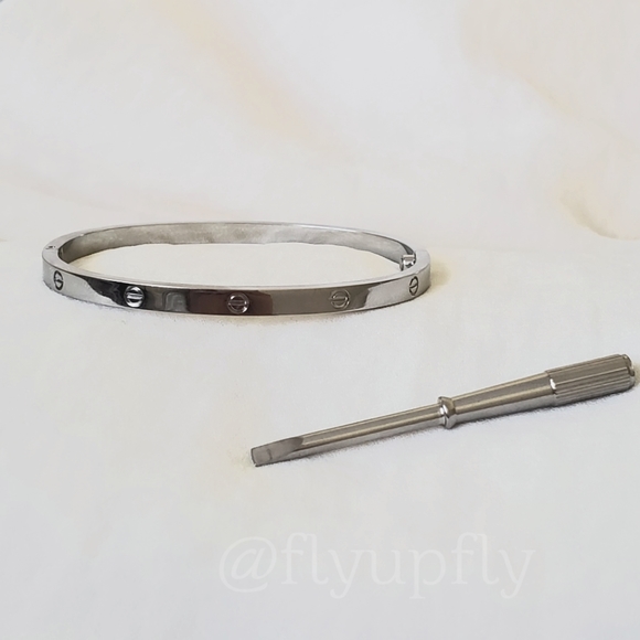 Bracelet 18k White Gold Filled Model Version Screw Bangle Slim - Picture 6 of 12